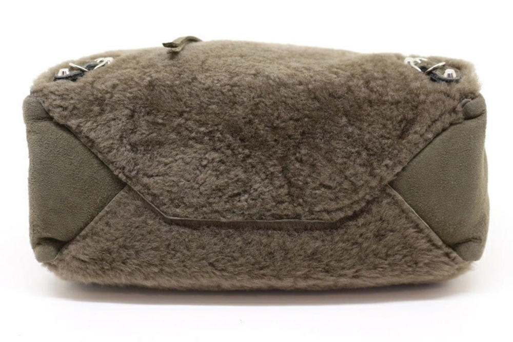 Balenciaga Paper Shoulder Bag Khaki Green Brown Sheepskin Suede - Picture 4 of 9